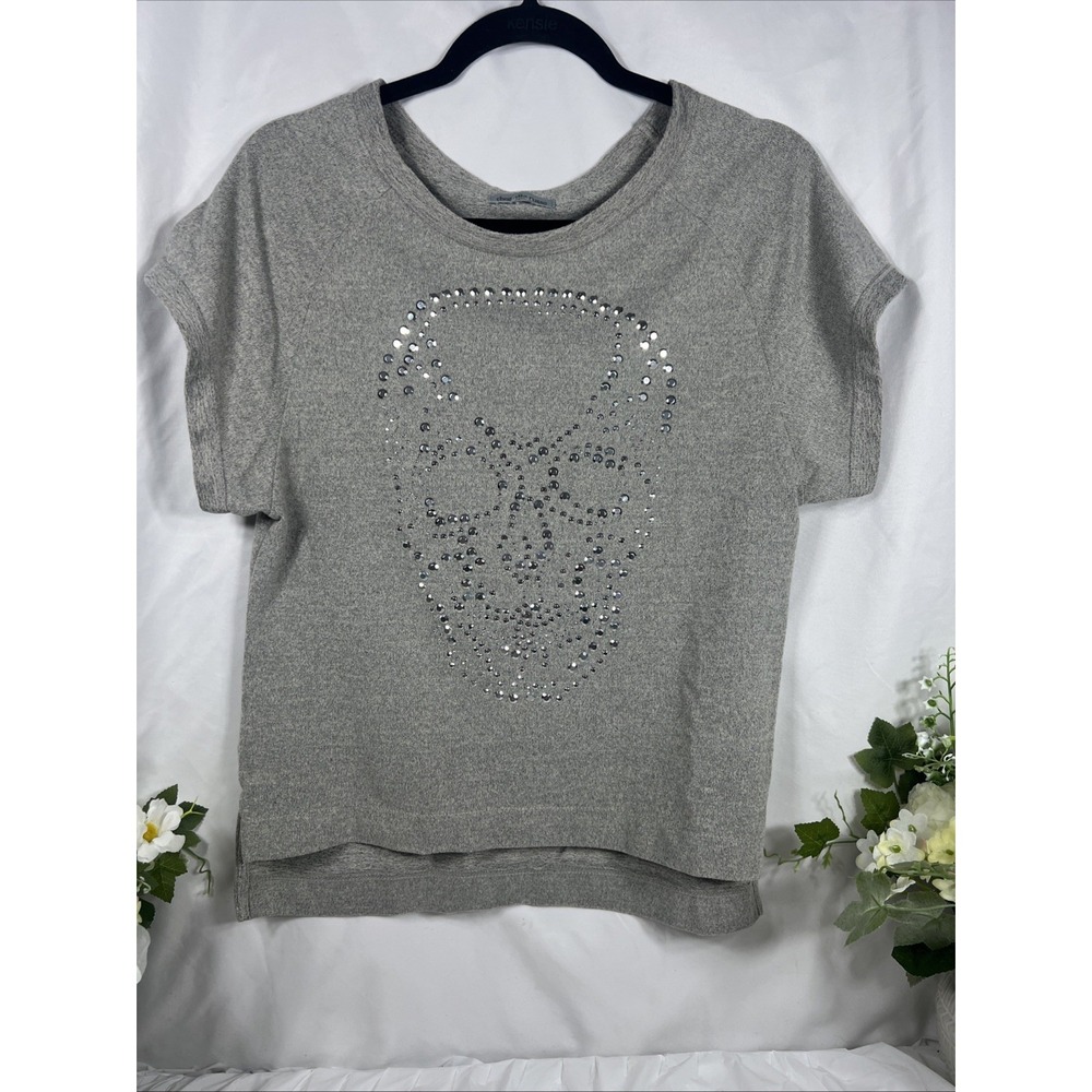 Women's Heather Gray Studded Skull Raglan Sleeve Tee – Charlotte Russe P/p 18"